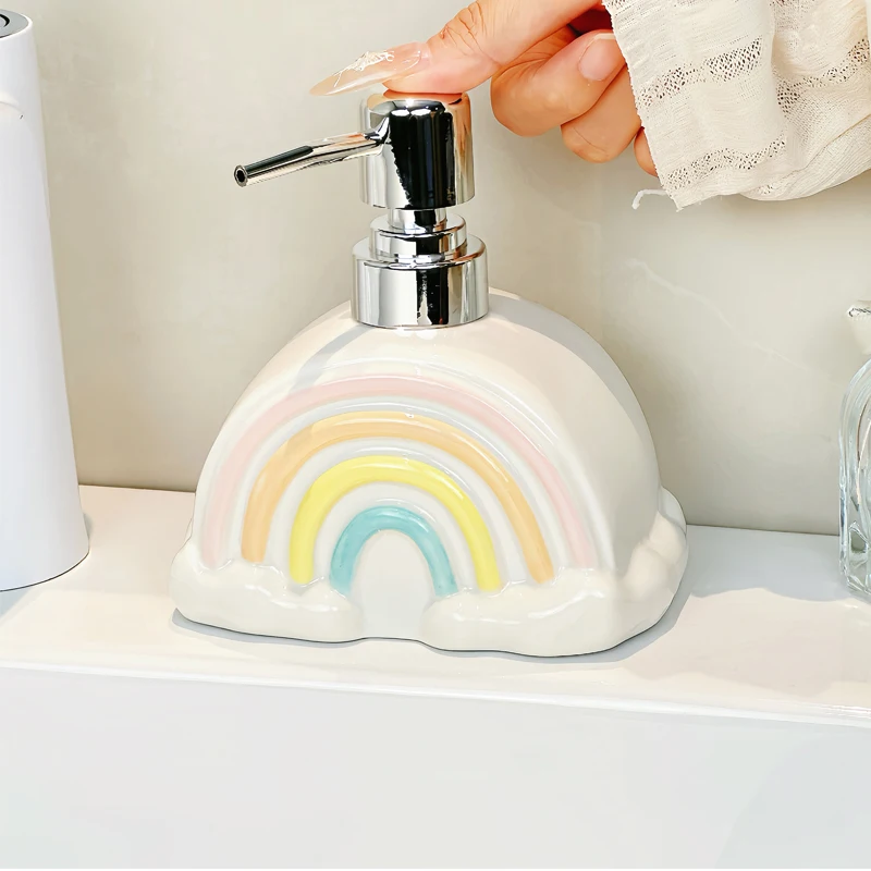 Rainbow Creative Ceramic Emulsion Device Bathroom Press Ceramic Bottle Hand Sanitizer Shower Gel Empty Bottle Bathroom Supplies