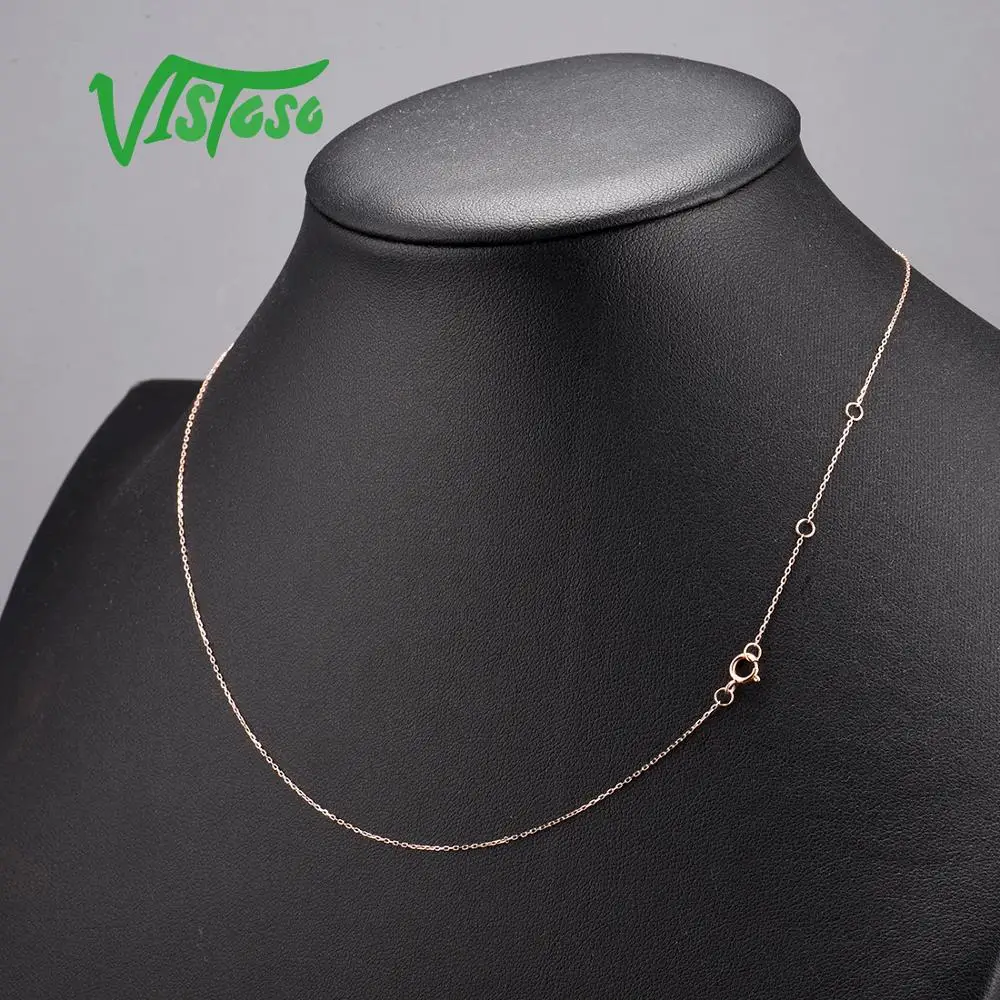 Solid 14K 585 Rose Yellow White Gold Thin Chain Necklace 42cm Anti-allergy Nickel Free Minimalist Dainty Fine Jewelry For Women Daily Wear Wedding Anniversary Birthday Stackable Layering Accessory