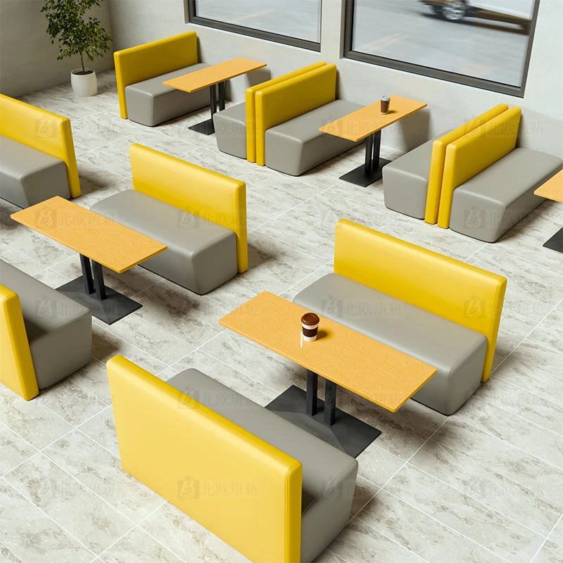 Coffee shop tea house long backrest sofa simple modern milk tea dessert  catering shop wall sofa