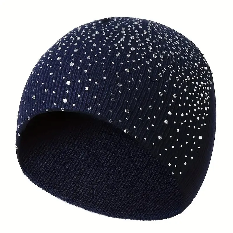 2026 new European and American women's multi-color point drill sleeve knitted hat, autumn and winter fine wool warm sleeve knitted hat
