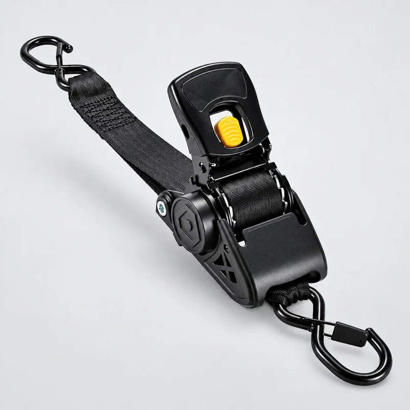 2 Inch Retractable Ratchet Tie Down Straps, 1000kg Heavy Duty Self Retracting Cargo Strap with 3M Belt for Truck Trailer Motorcy