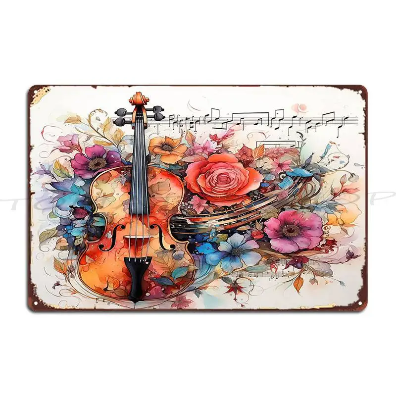 Telecaster Watercolor Metal Plaque Poster Living Room Personalized Wall Decor Garage Decoration Designing  Tin Sign Poster