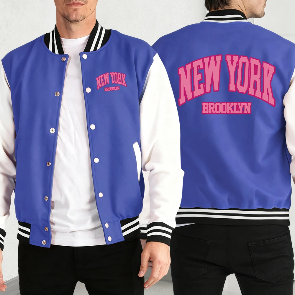 

New York Brooklyn Print Jacket Unisex Oversized Comfy Tops Casual Winter Sportswears Autumn Basics Street Baseball Jersey