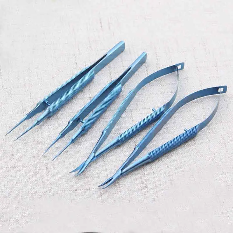 Titanium Tlloy Surgical Instruments Ophthalmic Microsurgical Dental Instruments Needle Holders + 11.5cm Scissors +Tweezers