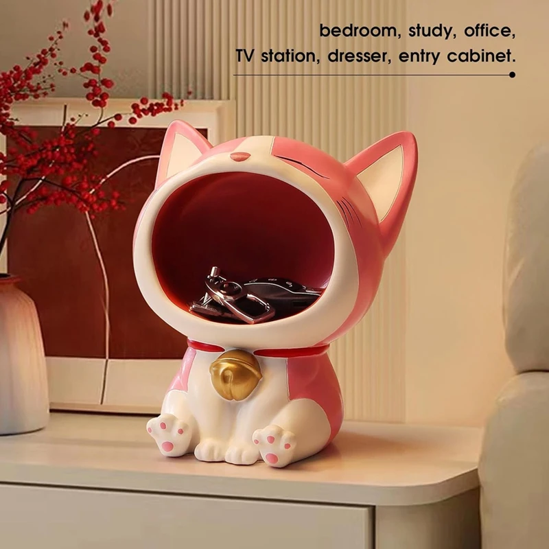 

Cute Cat Statue For Candy Dish, Indoor Decor With Laughing Big Mouth Clearance For Key Or Accessories Storage Work