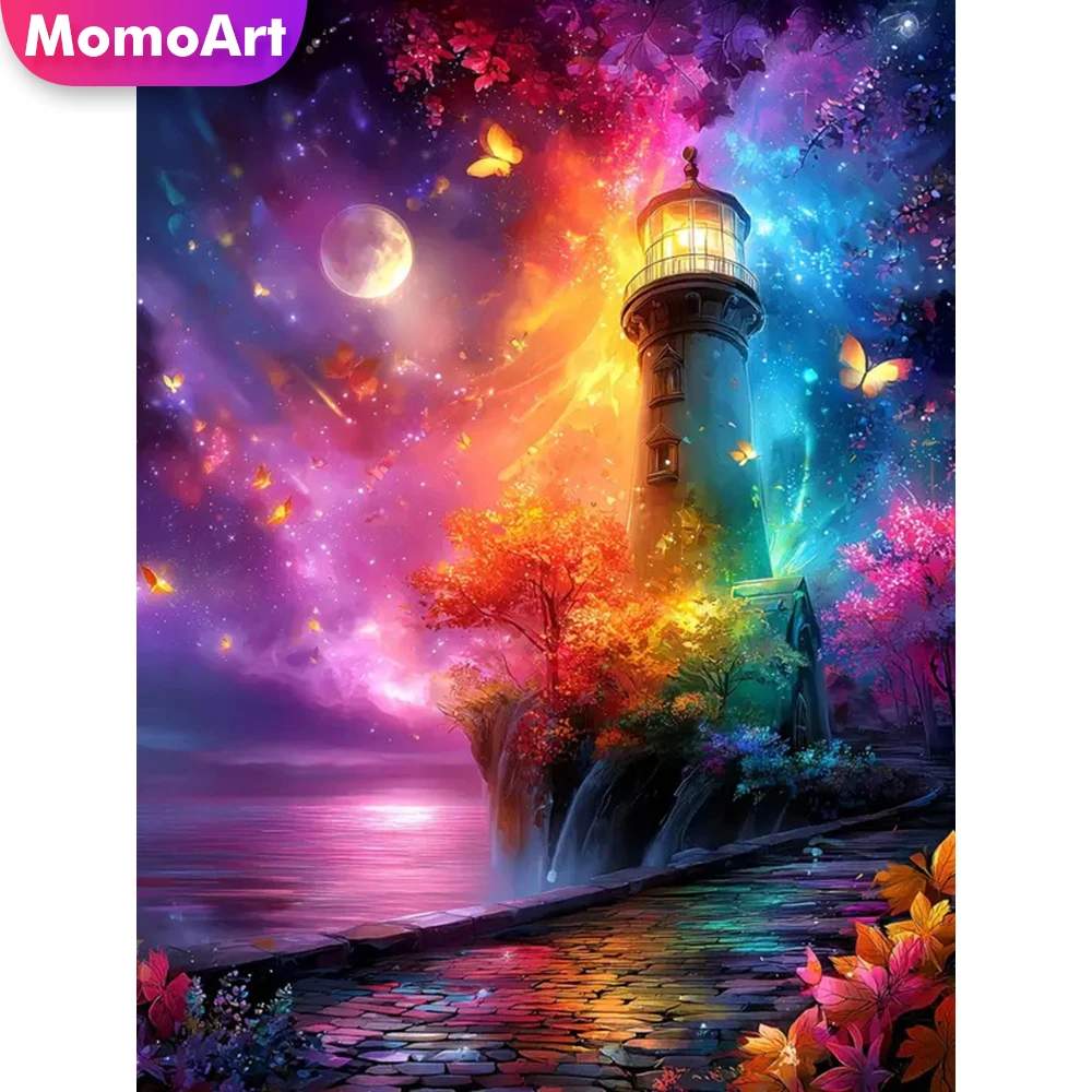 Momoart DIY Leuchtturm Diamant Malerei Landschaft Neue Ankunft Diamant Mosaik Meer Kreuz Stich Kits Stickerei Handgemachte Hobby