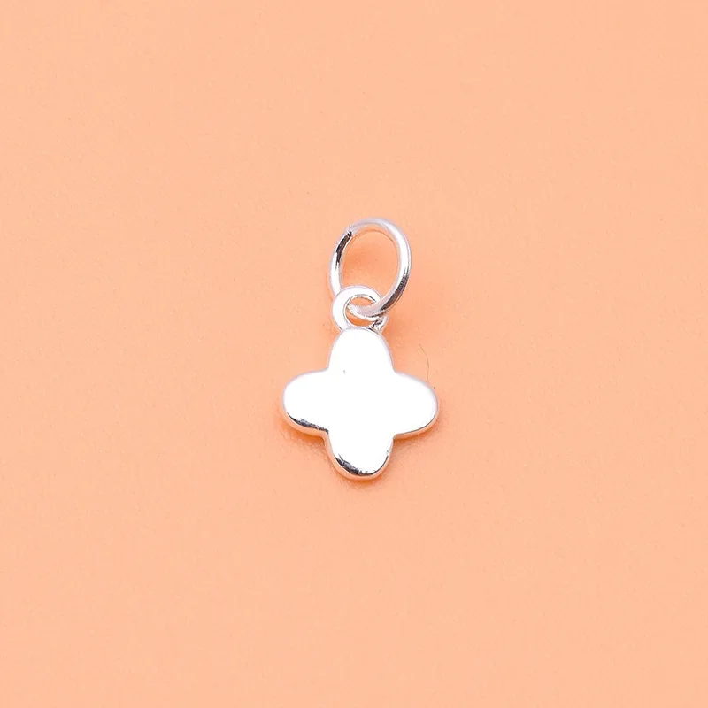 5PCS 925 sterling silver gold-plated pendant accessories Lucky grass pendant manual DIY beading material Jewelry material