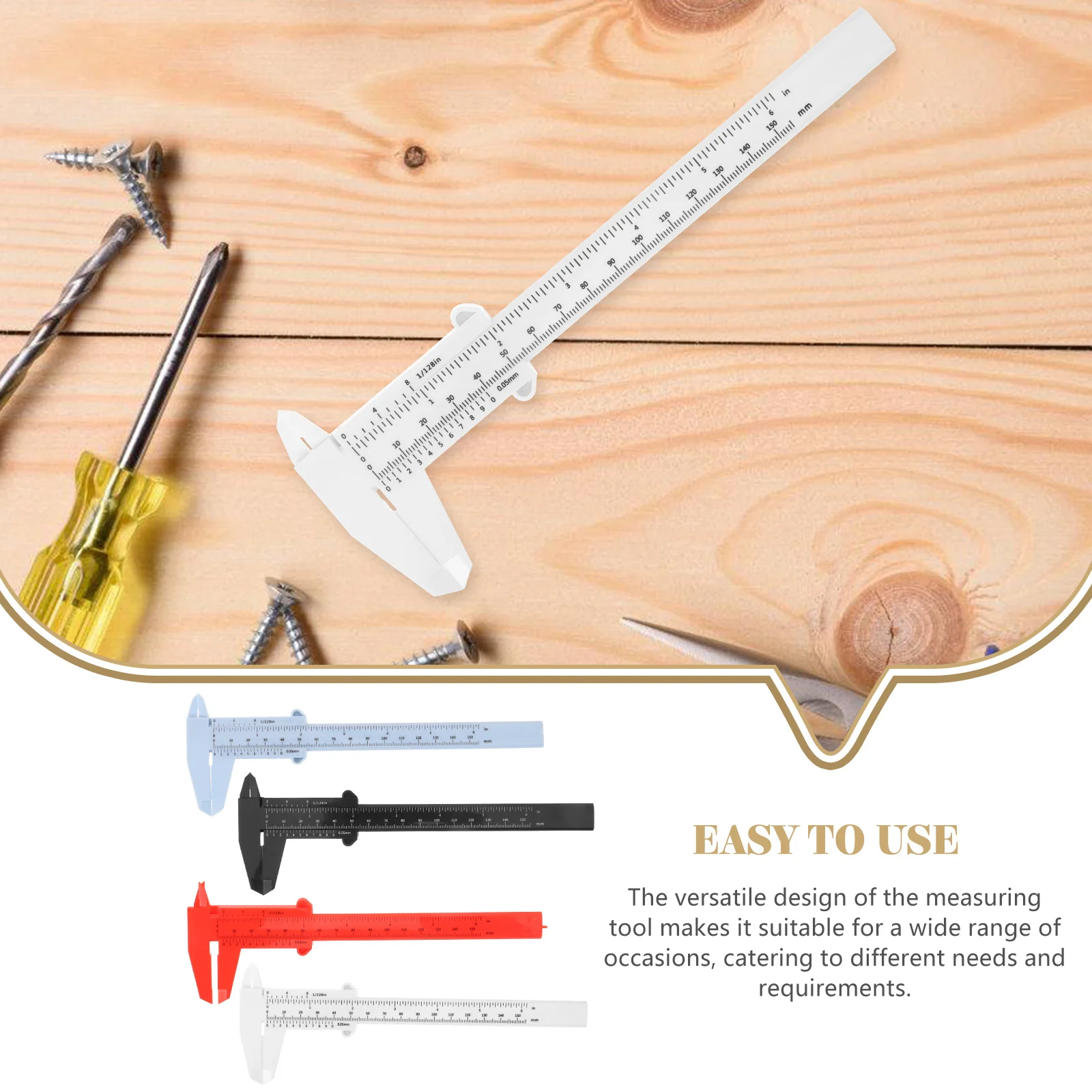 

4pcs Plastic Vernier Caliper Measuring Tools 8 Inch 0 150mm Non Digital Metric System Ruler Case High Precision Lightweight