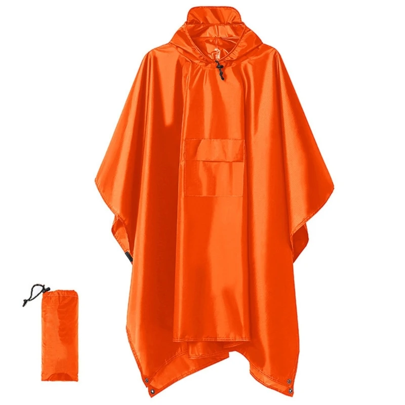 Waterproof Poncho Adult Reusable Lightweight Raincoats Poncho Waterproof with Drawstring Hood for Outdoor Hiking Camping