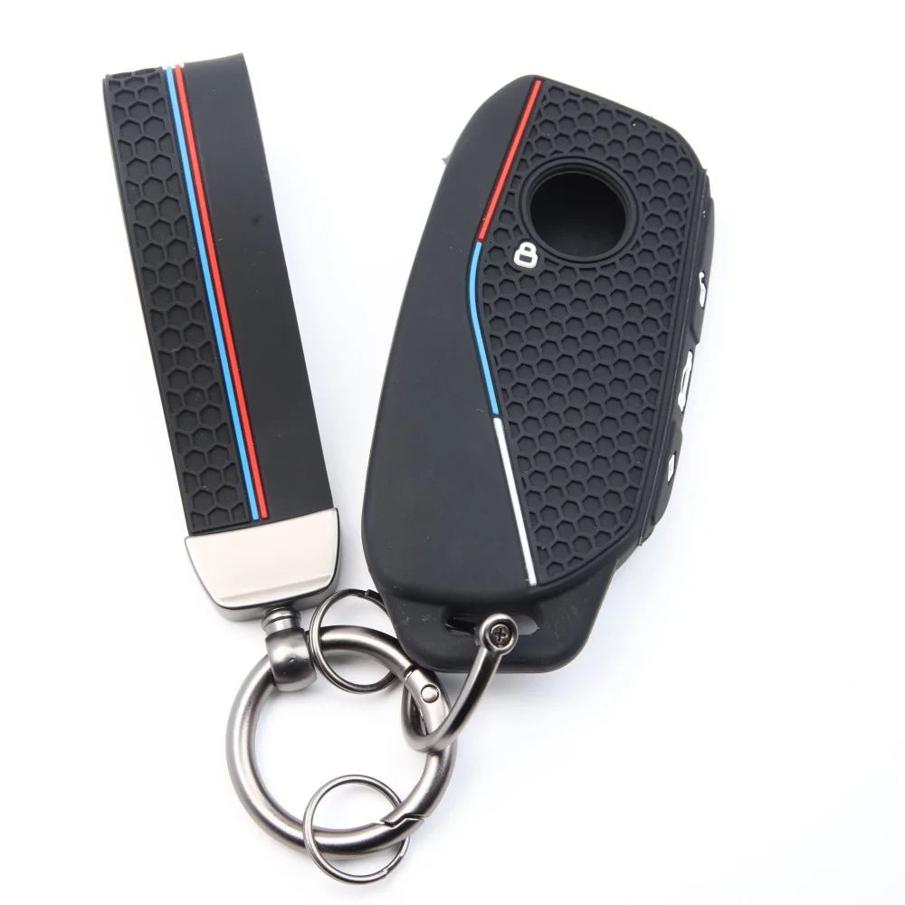 Silicone holder key cover Accsesories car key case keychain for BMW Series 7 735i 740Li X7 X1 U11 2023 I7 G07 LCI XM