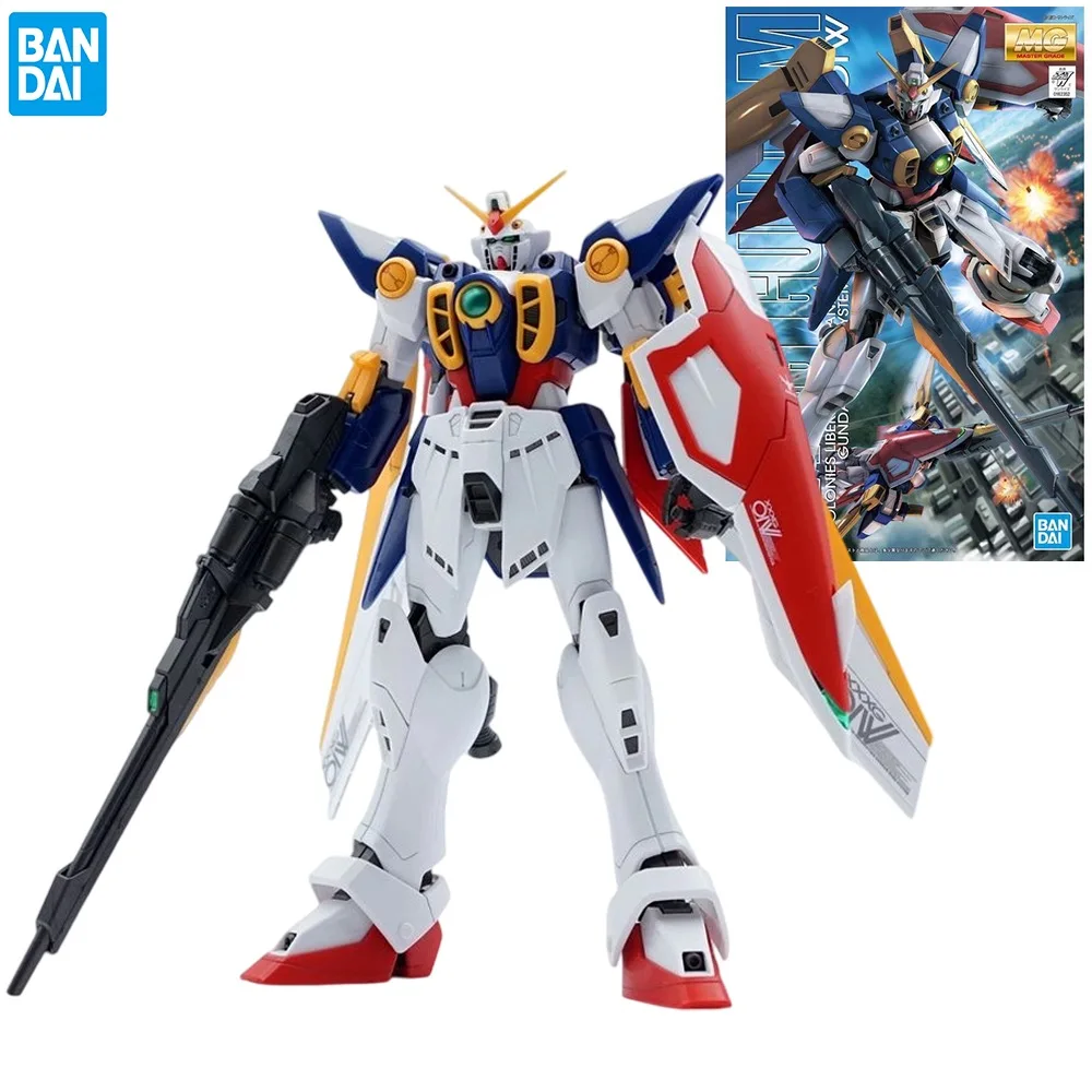 

Bandai Original MG 1/100 pb limit WING GUNDAM Model Kit Anime Action Fighter Assembly Model Toy gift For Children