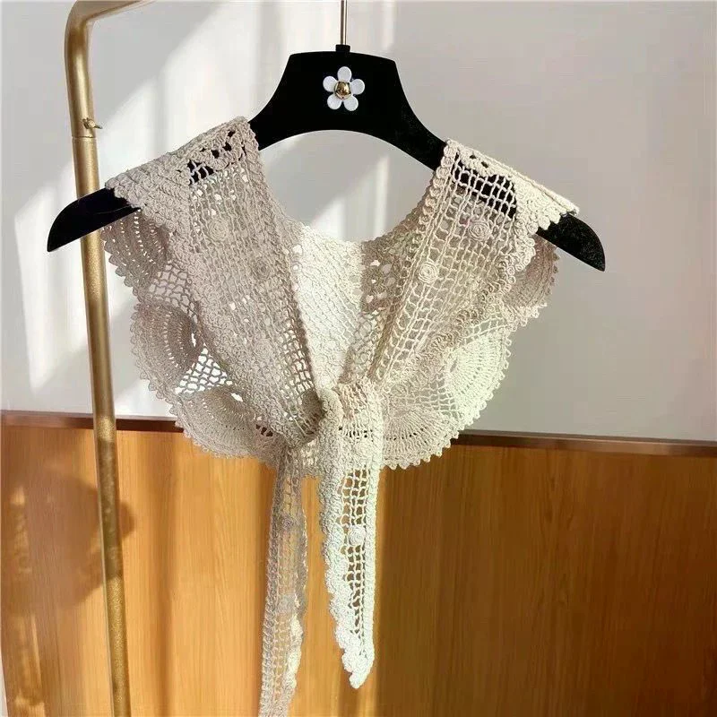 Vintage  Style Hollow Out Crochet Lace Shawl Women Blouse Shoulders Fake Collar Cape For Clothes Decoration