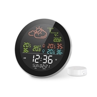 Tuya WIFI Weather Station Table Clock Outdoor Indoor Temperature Tester Weather Forecast Thermometer Hygrometer Durable A