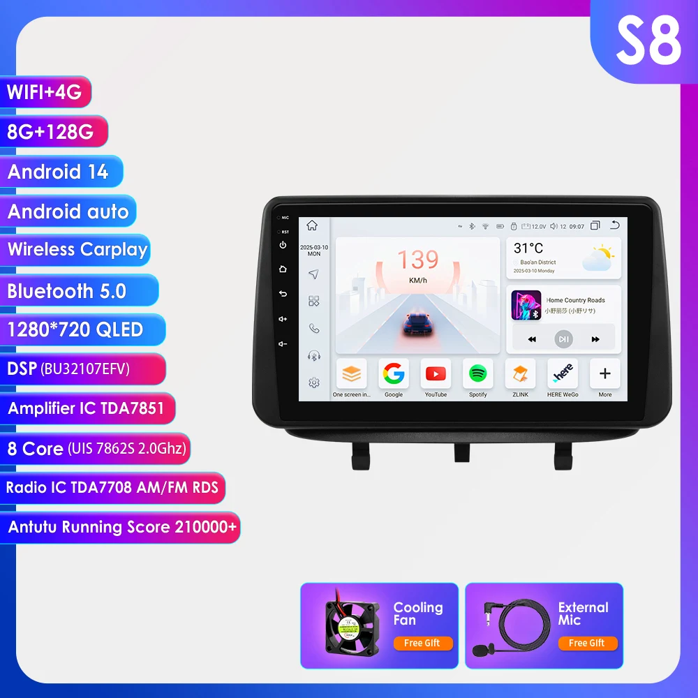 Hizpo Head Unit 2din Navigatie voor Opel Meriva B 2009 - 2014 Automonitor Multimedia Stereo Speler Autoradio QLED Scherm BT SWC 7862