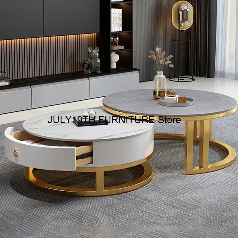 

Round Low Coffee Table Storage Drawers Living Room Modern Coffee Table Simple Design Mesas De Centro Para Sala Smart Furniture