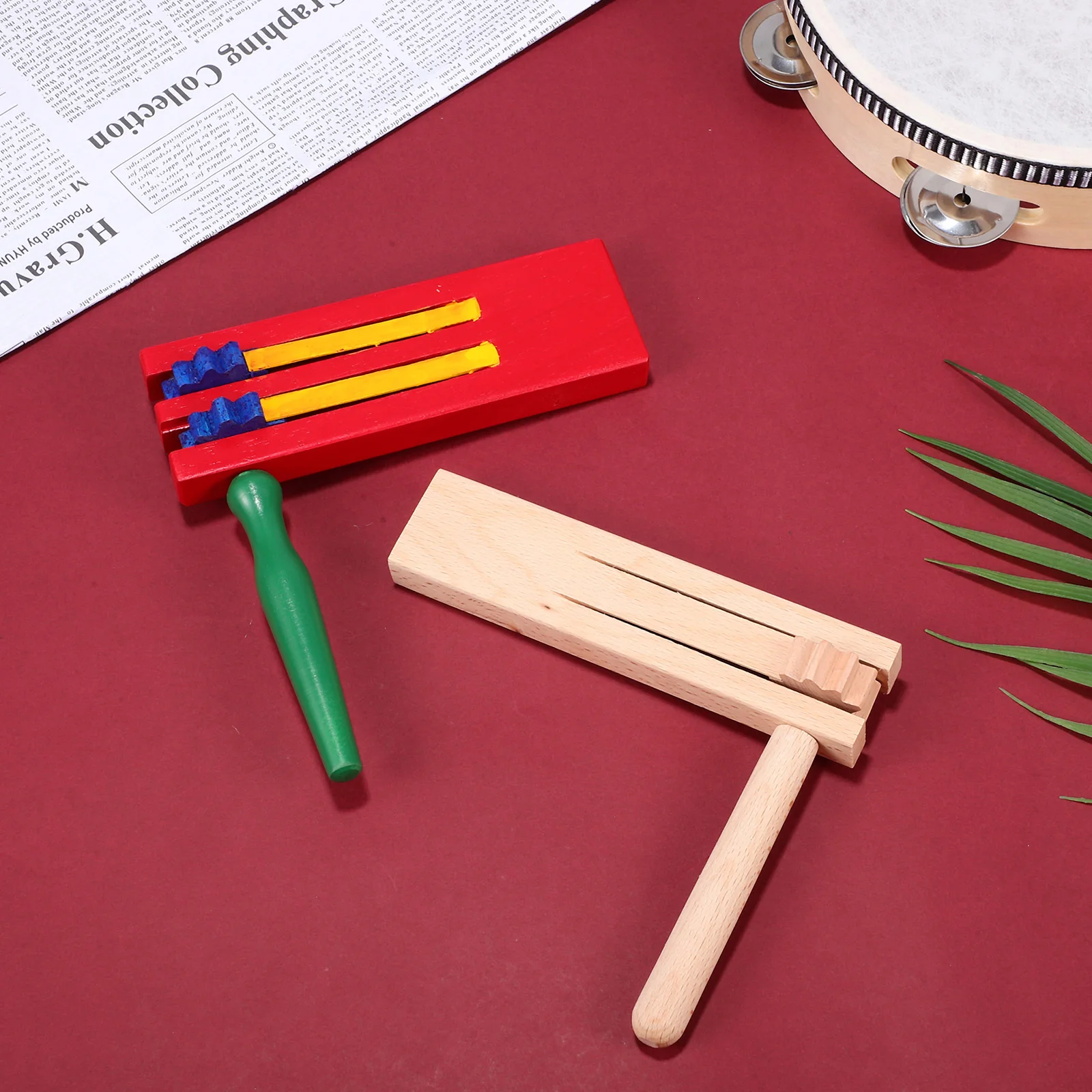 2 قطعة صانع الصوت السقاطة الخشبية آلة موسيقية محمولة لتدريب الإيقاع للأطفال التعليم الأسرة متعة أداء المجموعة #3