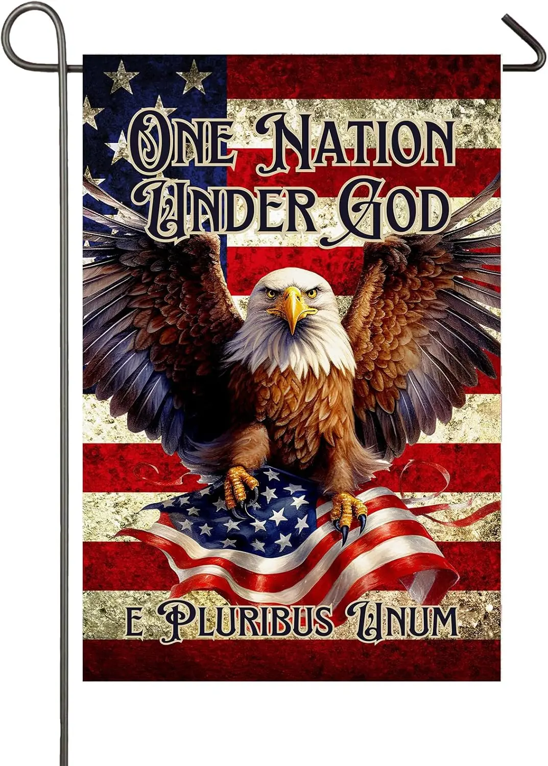 Patriotic 4th of July Garden Flag 12x18 Inch Double Sided Outside One Nation Under God Yard Flag Independence Memorial Day Outdo