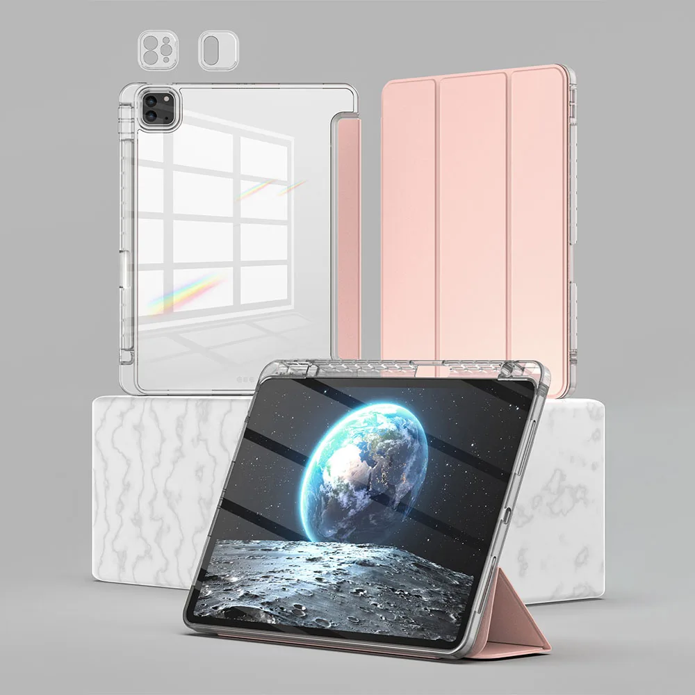 Clear Crystal Tablet Case With Pen Slot For iPad 10th 11th Gen A16 2025 2022 11'' 10.9'' PU Leather Flip Magnetic Stand Cases