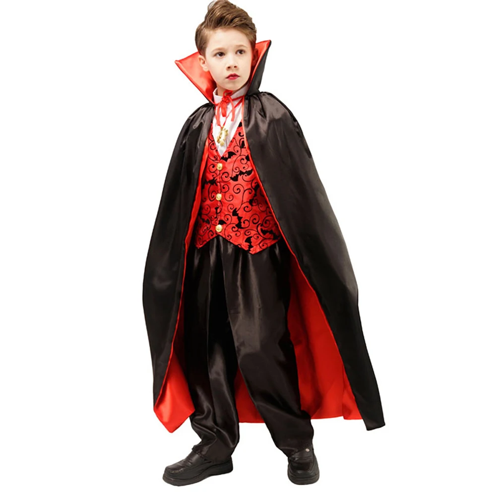 Deluxe Kids Child Vampire Costume Boys Girls Purim Halloween Carnival Party Vampire Demon Role Playing Outfit Cosplay Costume