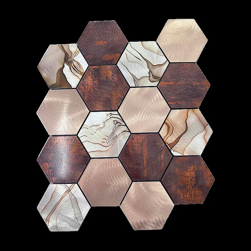 Self-Adhesive Metal Mosaic 29.5*25.5cm, Stainless Steel Hexagon Small Tile for Shower Wall Kitchen Backsplash, Waterproof Modern