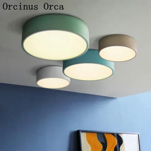 Modern color circular ceiling lamp dining room bedroom Nordic creative personality LED ceiling lamp chandelier dual-use