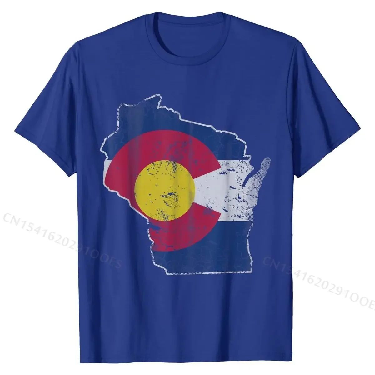 Wisconsin Colorado Flag Transplant T-Shirt Camisa Cotton Men Tops Tees Summer Retro Tshirts