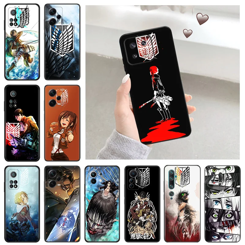 Silicone Soft Phone Case for Redmi Note 13 Pro 4G 5G 12 12c 13c Xiaomi 12t 12x 13Lite 12Lite Cartoon Attack on Titan Levi Cover