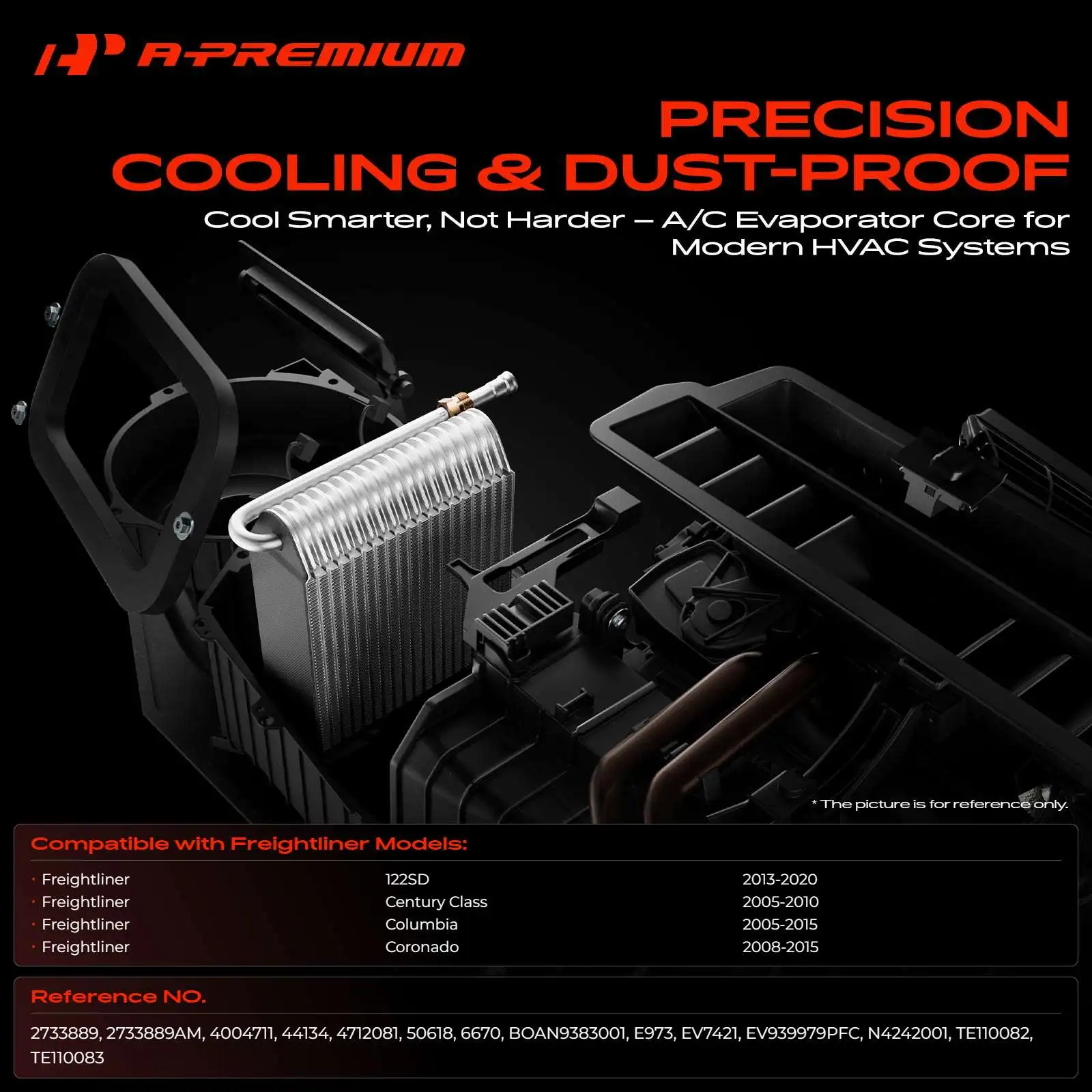 A-Premium A/C Evaporator Core for Freightliner 122SD 2013-2020 Columbia 2005-2015 Coronado 2008-2015 Century Class 2008-2010