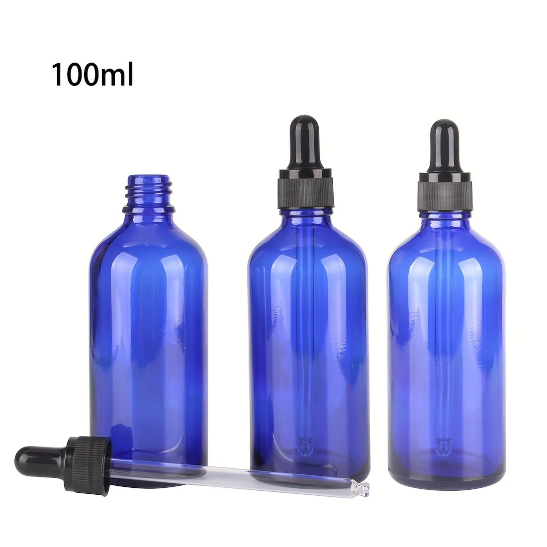 ガラスの取っ手が付いたガラス瓶,化粧品,香水,エッセンシャルオイル,5ml, 10ml, 15ml, 20ml, 30ml, 50ml, 100ml, 3個。