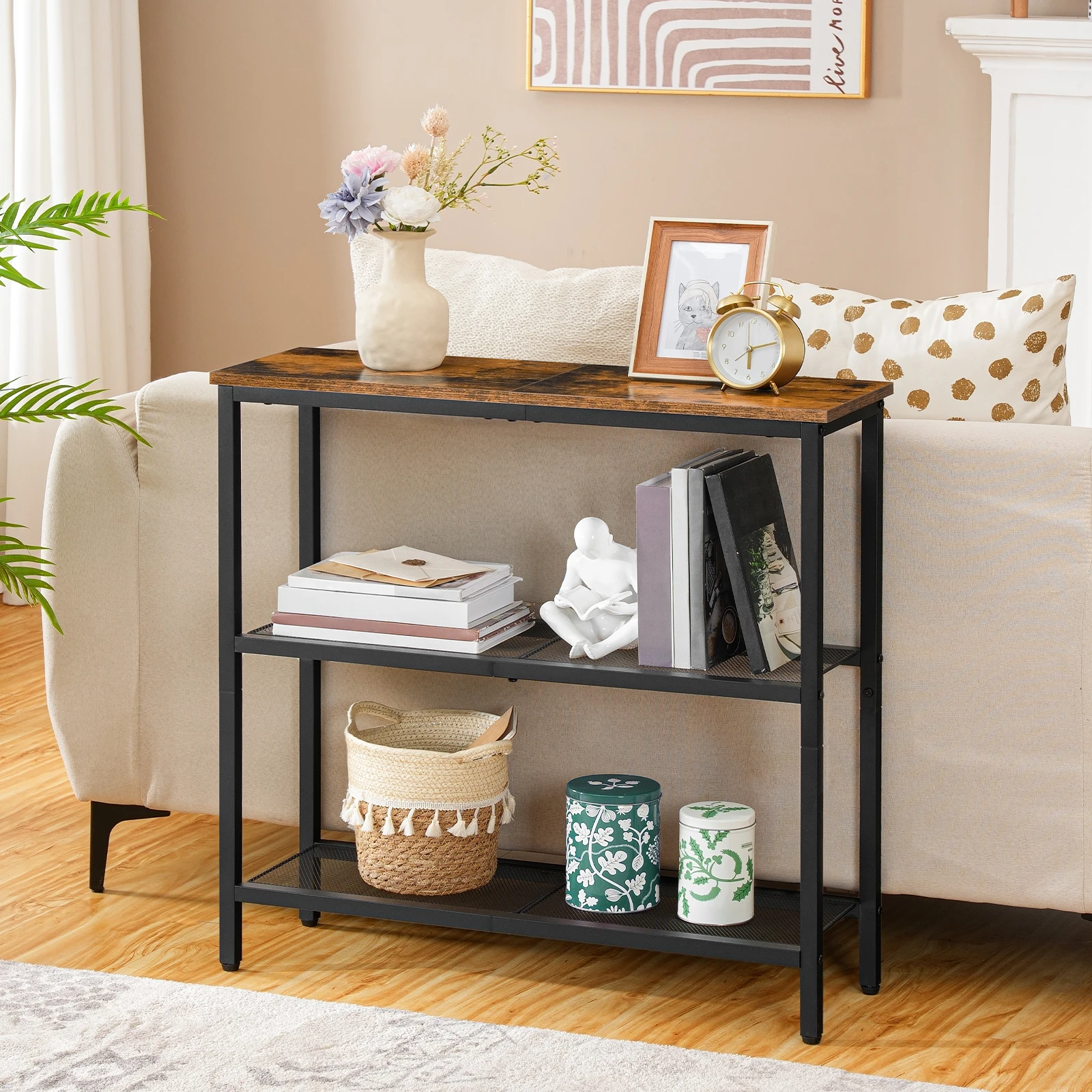 

29.5" Narrow Console Table 3-Tier Entryway Table Thin Sofa Table with Shelves Side Table