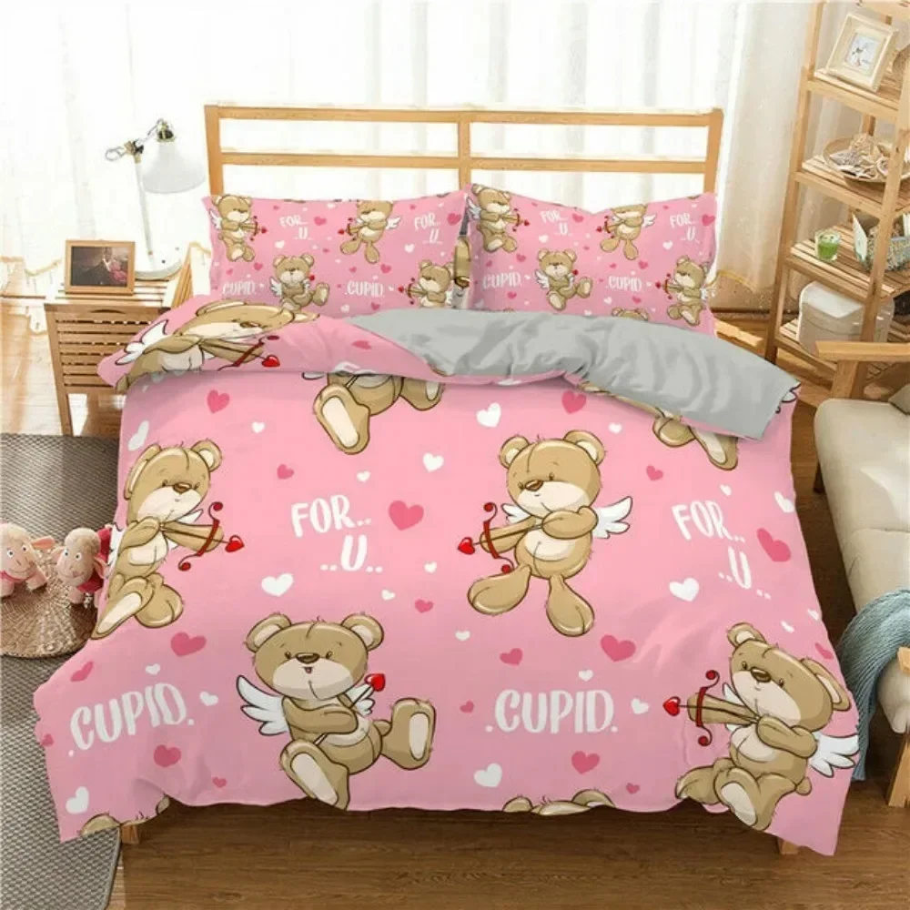 

3D Print Cartoon Bears Cute Teddy Bear Bedding Set Bedroom Soft Modern Bedspreads Comefortable Kids Duvet Cover Quilt Pillowcase