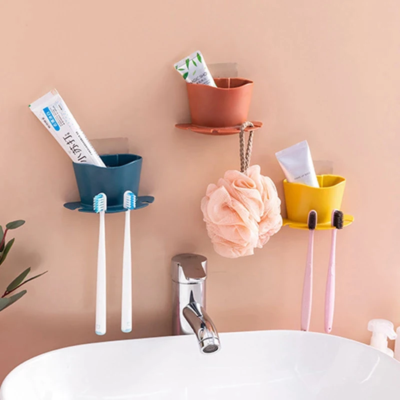 Multifunction Wall Mounted Toothbrush Holder Toothpaste Storage Rack Shaver Tooth Brush Dispenser Bathroom Organizer