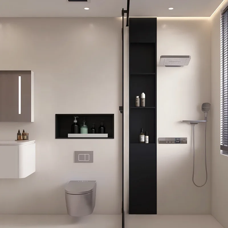 

Bathroom recessed rack 304 stainless steel shower baffle toilet extremely narrow recessed niche with door