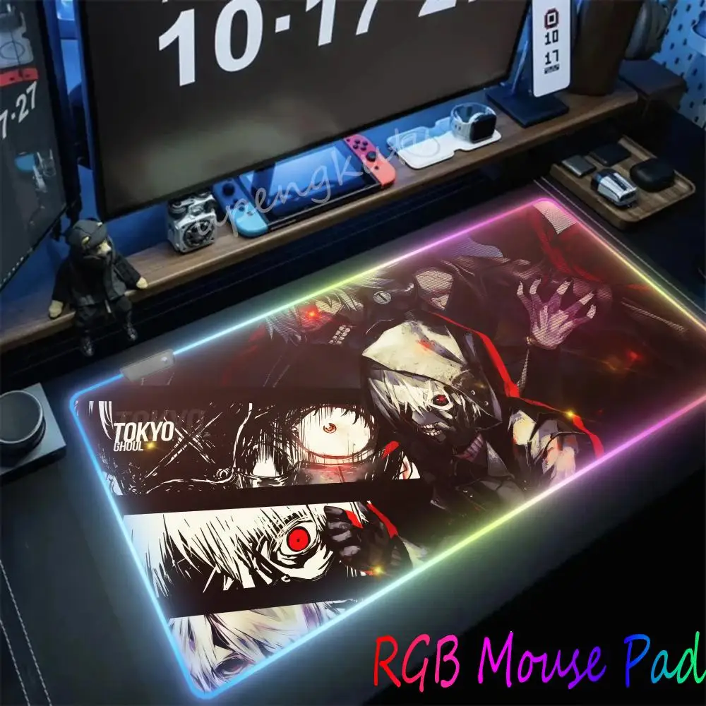 

Tokyo Ghoul Mouse Desk Decor Pad Gaming LED Mouse Mat 900x400 Mousemats Table Pads PC Desk Mat RGB Keyboard Mat XXL