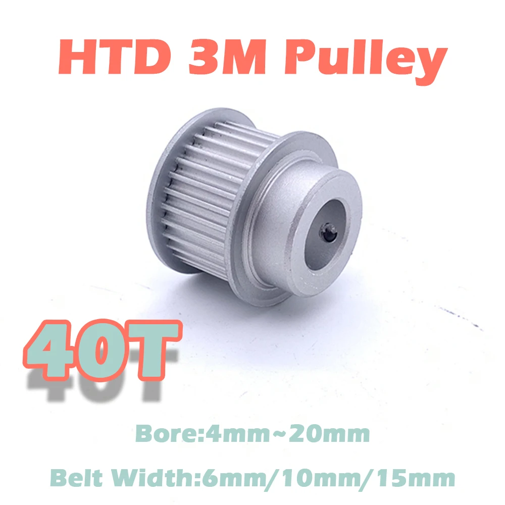 40Tooth 3M Synchronous Wheels Belt Width 6 10 15mm 40T HTD 3M Timing Pulley Bore 4mm~20mm For 40 Teeth HTD3M Aluminum Sync Gear