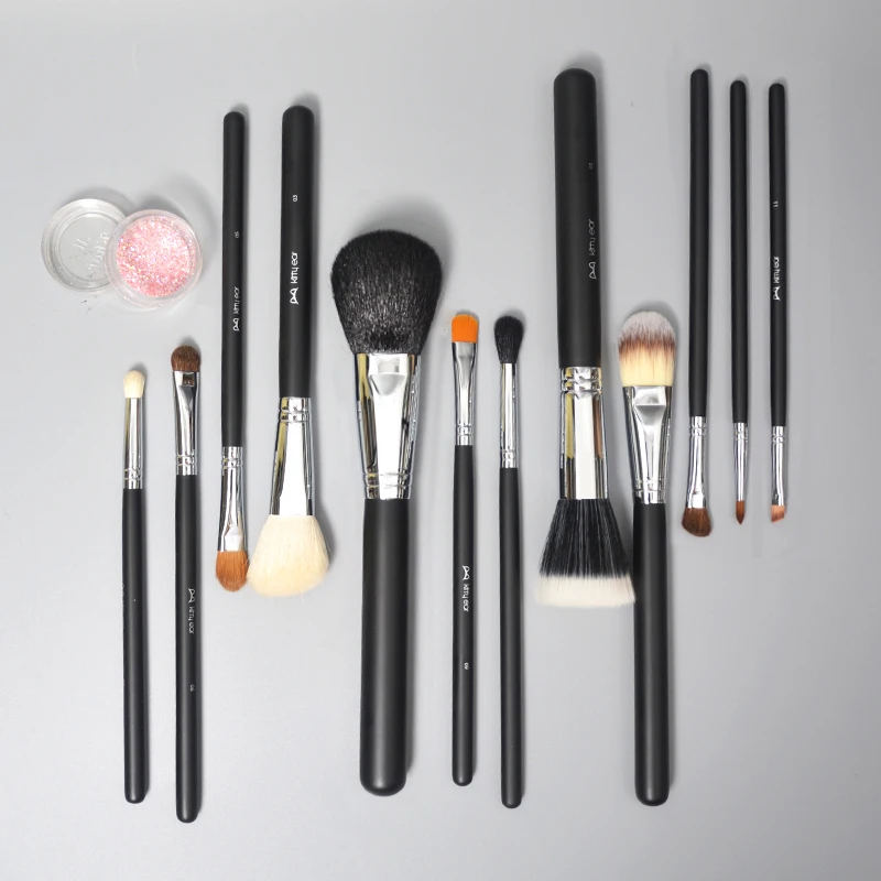 Face and Eye Makeup Brushes Set, Cílios, Sombra, Sobrancelha, Delineador, Fundação, Pó, Blush, Destaque, Lábios, Escova, 12Pcs