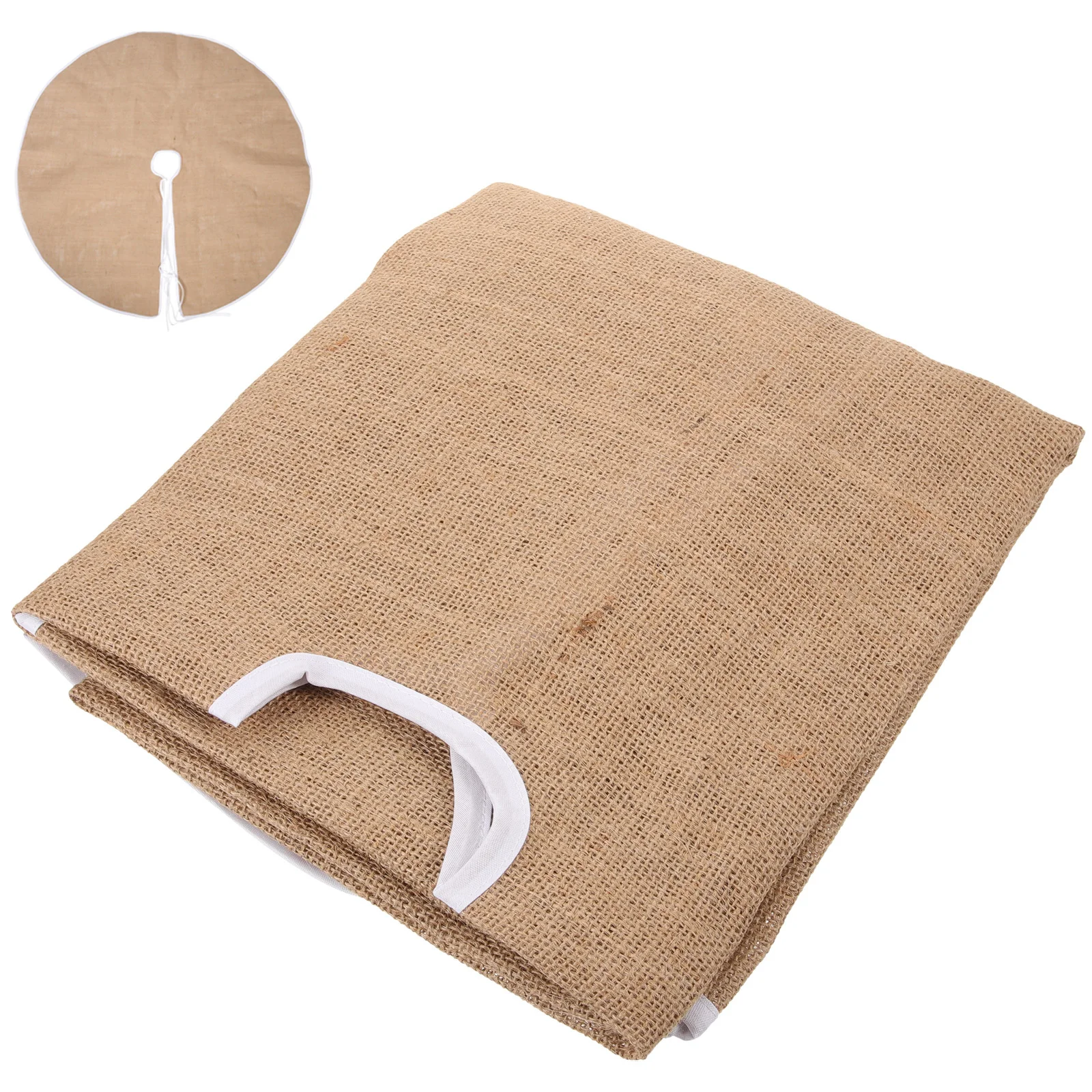 

Tree Skirts Decorations DIY Linen Dress Boho Christmas Washable under Small Burlap