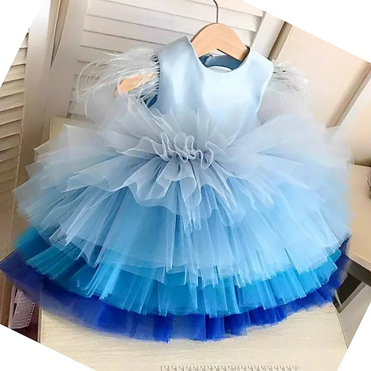 Baby Dresses For Girls Kids Girls Rainbow Princess Dress Cake Layers Tutu Gown For Kids Wedding Evening Formal Party Pageant