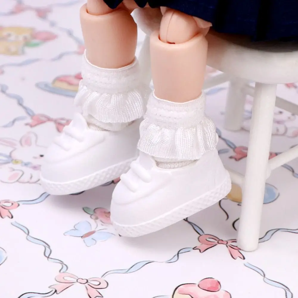 Trendy Mini Ob11 Doll Shoes Solid Color Black and white Leisure Shoes Doll Accessories for BJD, P9, YMY