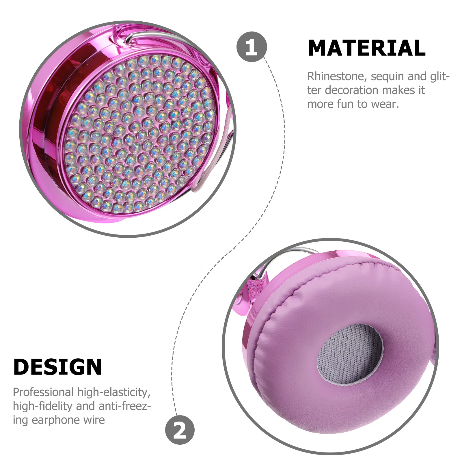 

FELTECHELECTR Glitter Rhinestone Cat Ears Headphones for Teens Boys Girls Stylish Over Ear Earphones with Microphone School Gift