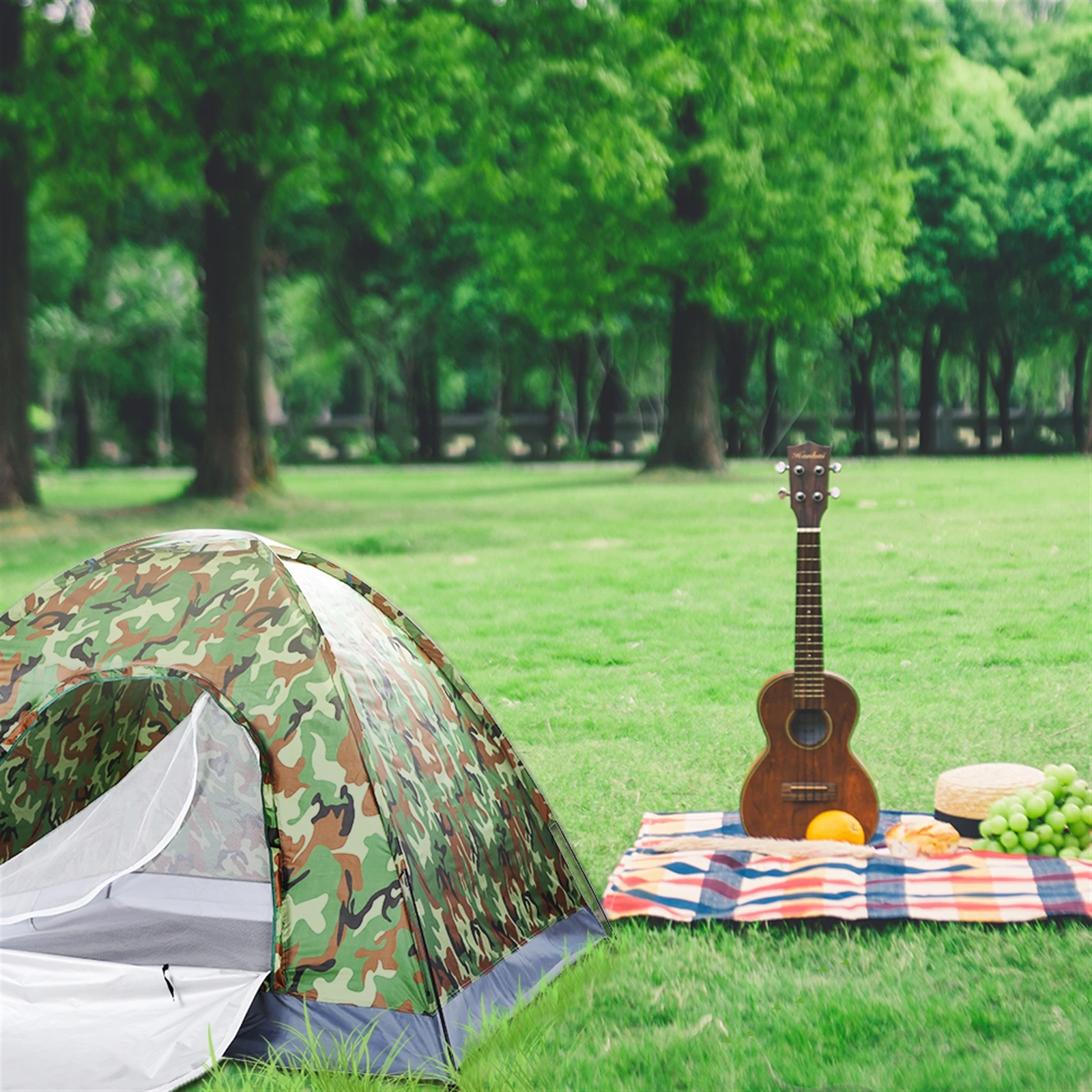 

Camping Tent for 3/4 Person Waterproof UV Proof 180T Silver Portable Camouflage Summer Tent for Outdoor Camping Traveling Tent
