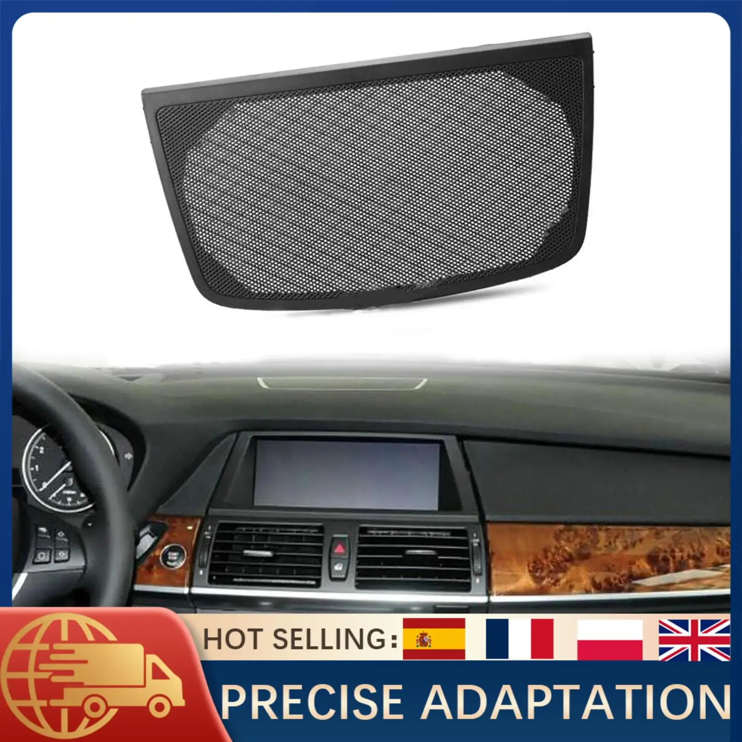 

Black Dash Loud Speaker Cover Grille Panel Front ABS Trim For BMW X5 E70 2007-2013 X6 E71 2008-2014 OE# 51457161796