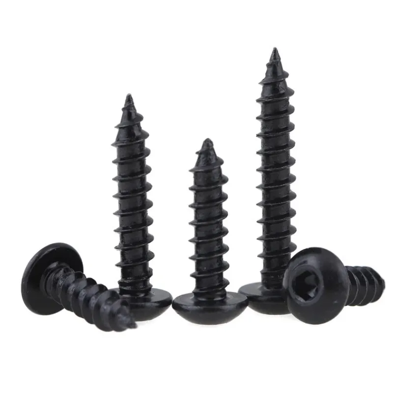 黒色304ステンレス鋼M2 M2.6 M3 M3.5 M4 M5丸型六角穴付きセルフタッピンねじボタンヘッドアレンねじ