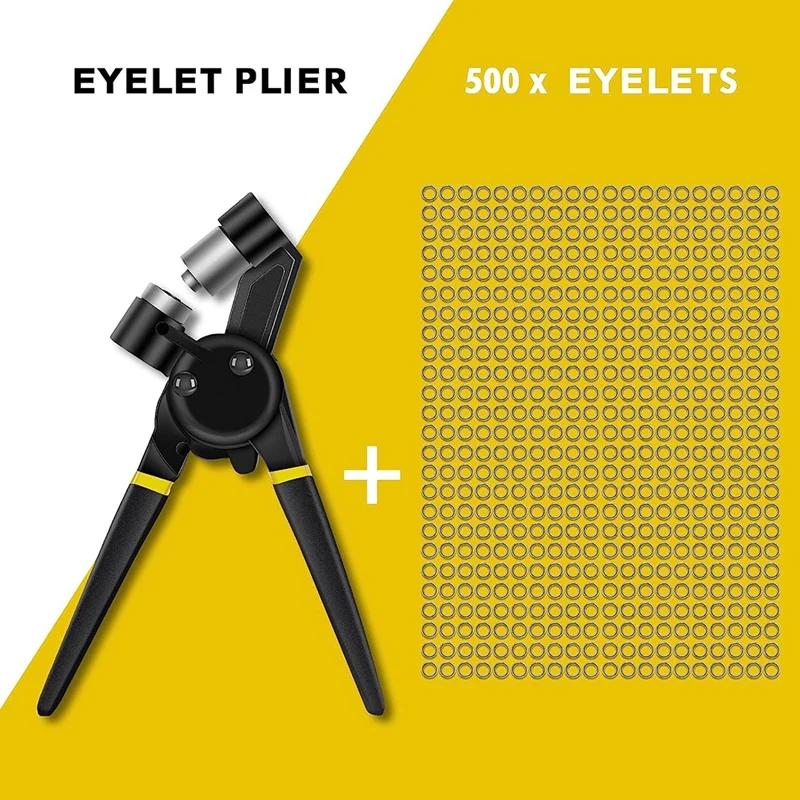 Grommet Tool Kit Grommets Handheld Kit With 500 Pcs 3/8 Inch 10 Mm For Fabrics, Canvas, Awnings