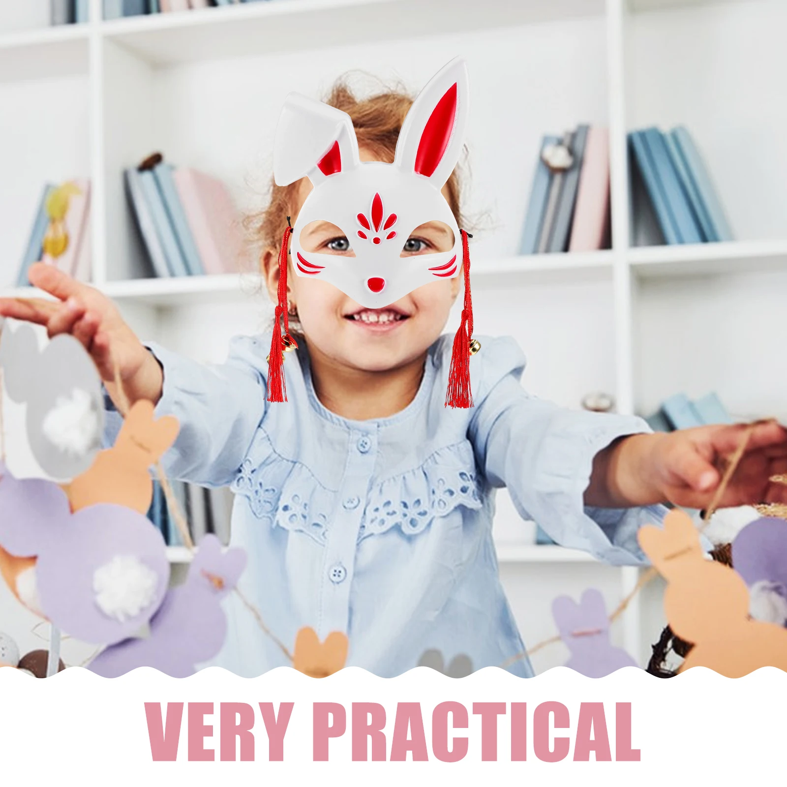 قناع نصف وجه على شكل أرنب لطيف للنساء لحفلات عيد الفصح وقناع كرة مكياج للأطفال إكسسوار زي أرنب أبيض