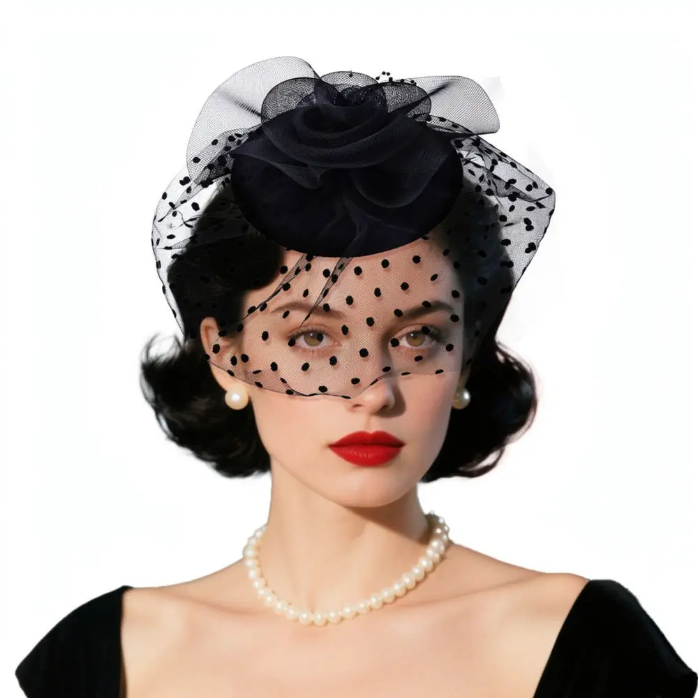 Retro Mesh Fascinator Headpiece Wedding Bridal Veil Hair Accessories Flower Lace Mini Top Hat For Photography Banquet