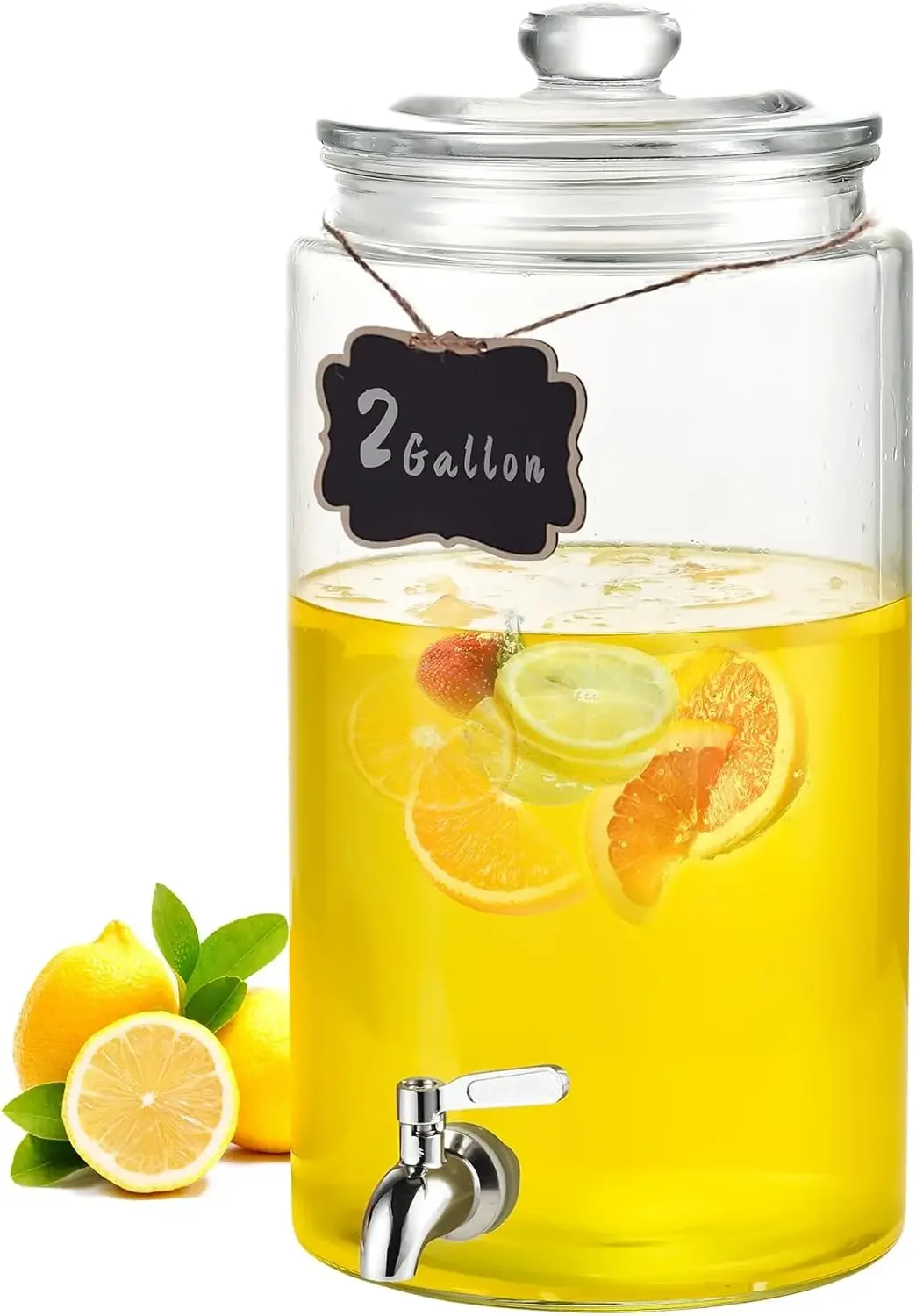 

Beverage Dispenser, 2 Gallon Drink Dispensers for Parties, Glass Juice Dispenser with Stainless Steel Spigot