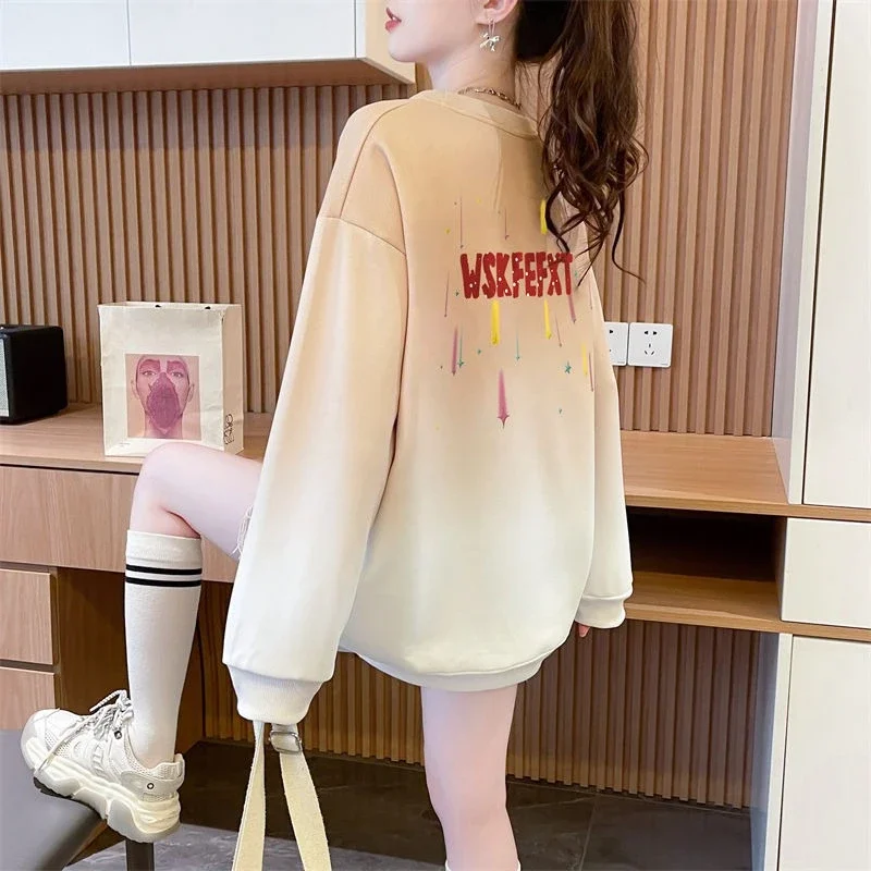 타이다이 배기 여성 풀오버 탑스 스포츠 한국 Y2K 긴팔 이모 신상 스웨트셔츠 여성용 2025 트렌드 일본 K팝 스트리트웨어