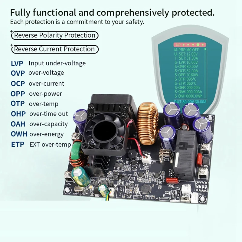 XY8030 CNC DC Buck convertisseur 80V 30A 2400W MPPT charge solaire CV CC Module abaisseur couleur LCD affichage Module unique