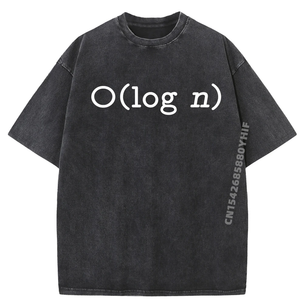 

O(Log N Big O Notation White Text Computer Scientist Design White Graphic Tee High Quality Design Washed T Shirt